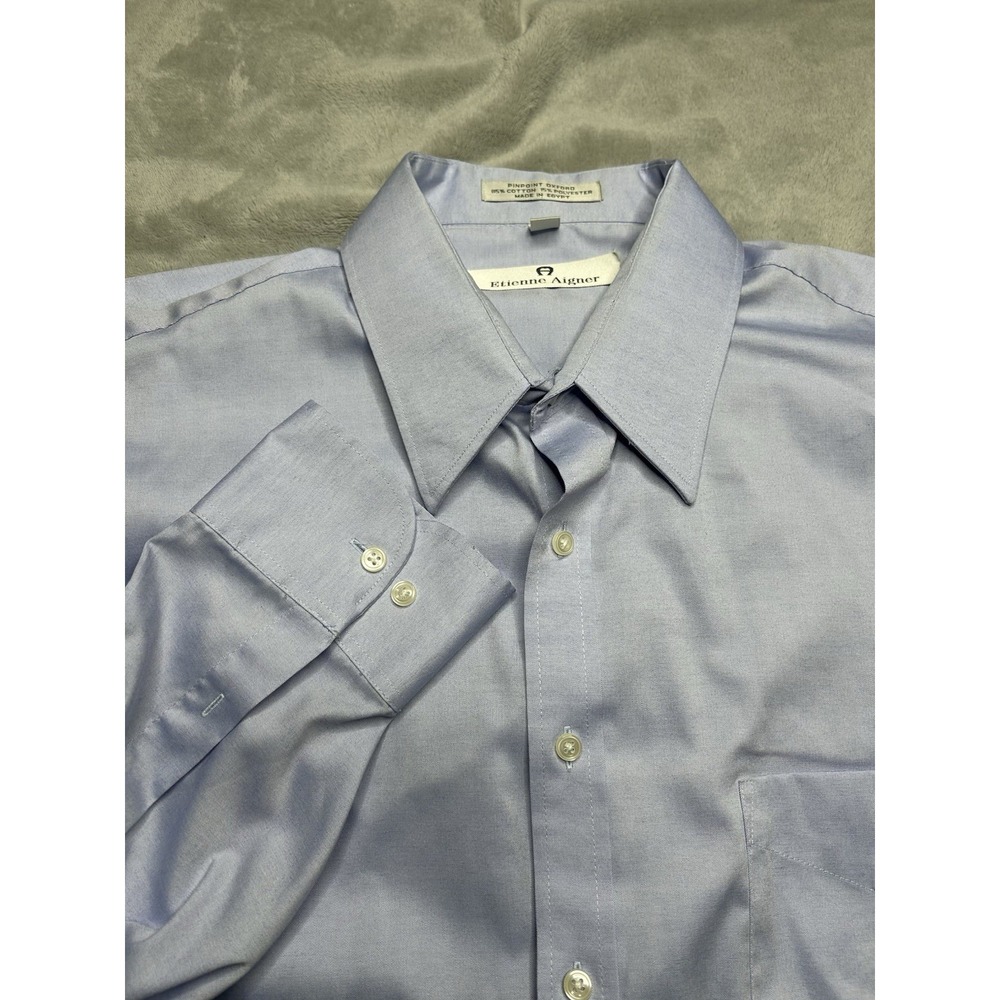 Etienne Aigner Men's Button Down Dress Shirt Blue 17 1/2 34/35